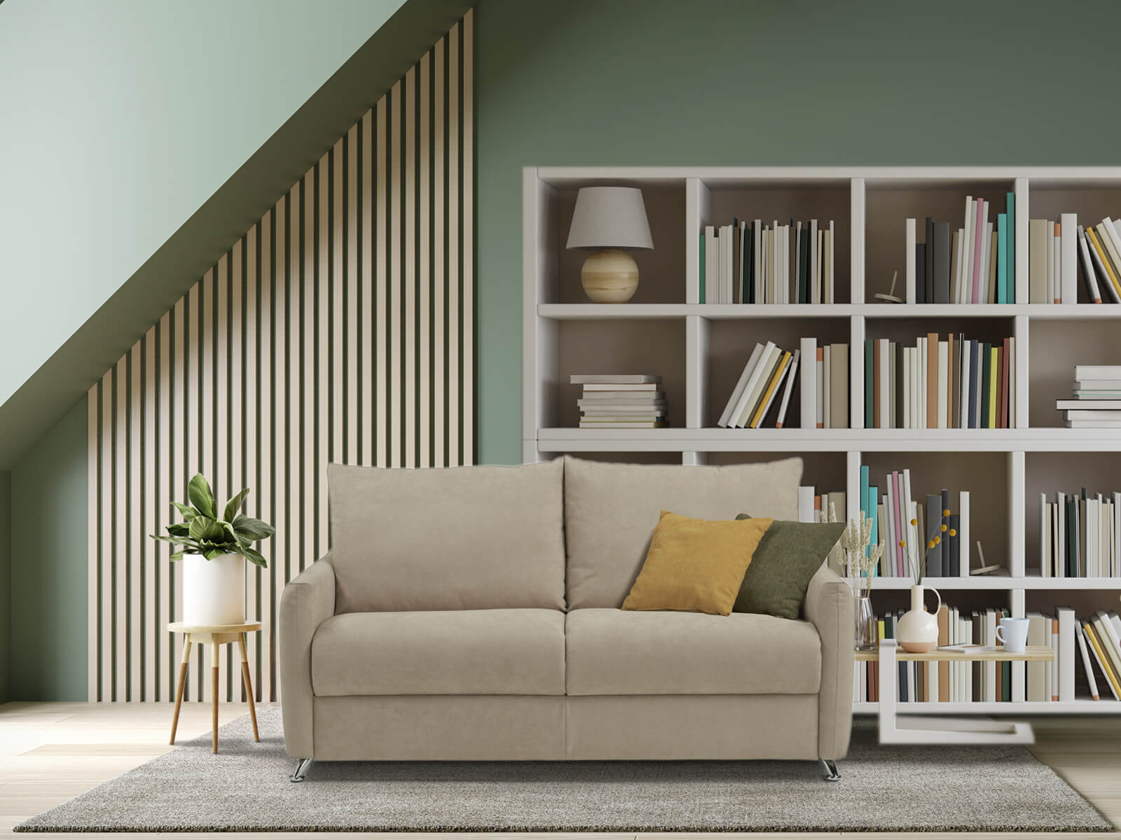 JERRY, 3 Posti Letto Materasso ENGEL 140x196h17, in tessuto QUEENS Col. CAMEL