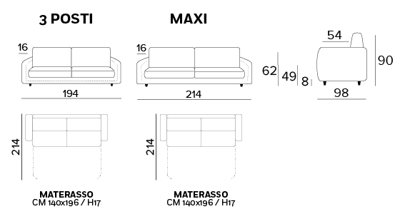 divano letto sunny misure